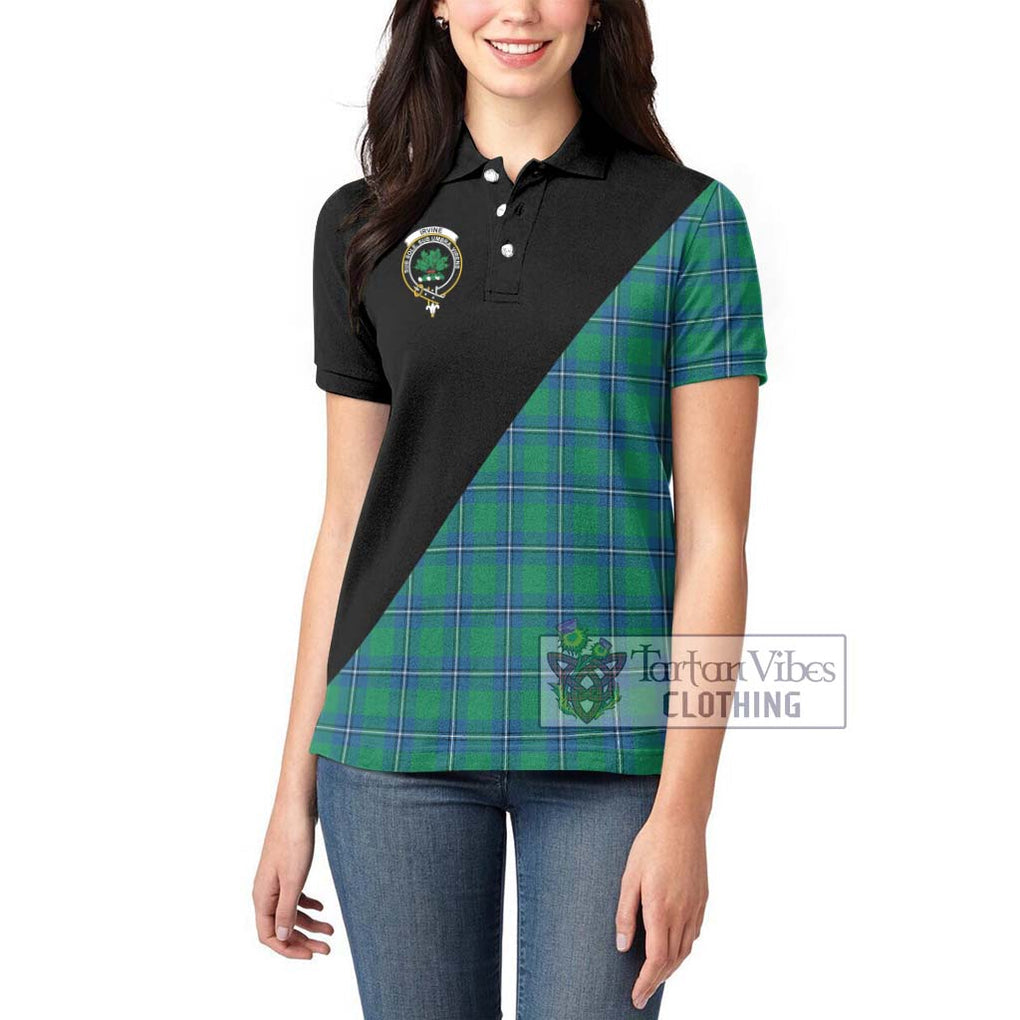 Irvine Tartan Women's Polo Shirt with Family Crest and Military Logo Style - Tartanvibesclothing Shop