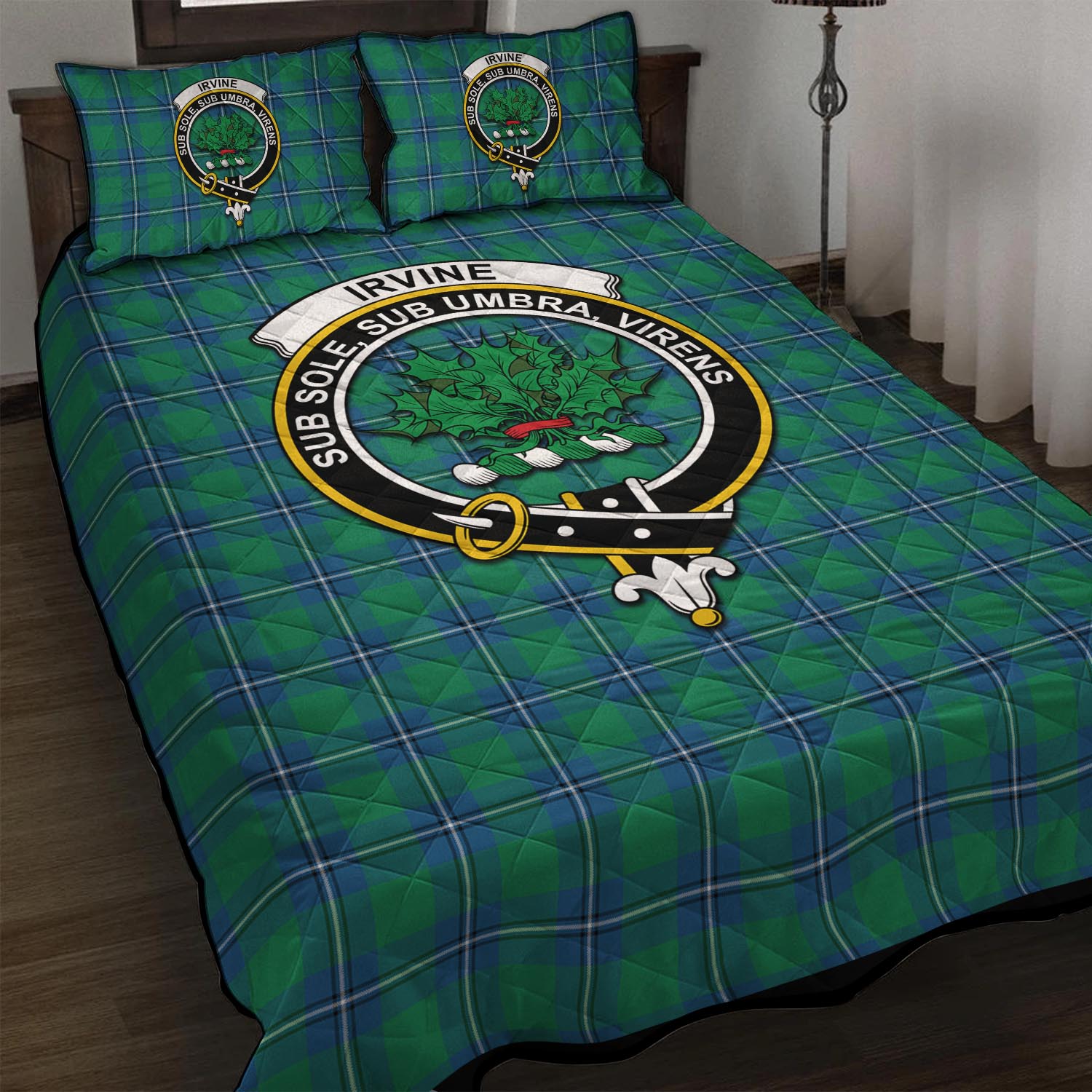 Irvine Tartan Quilt Bed Set with Family Crest - Tartan Vibes Clothing