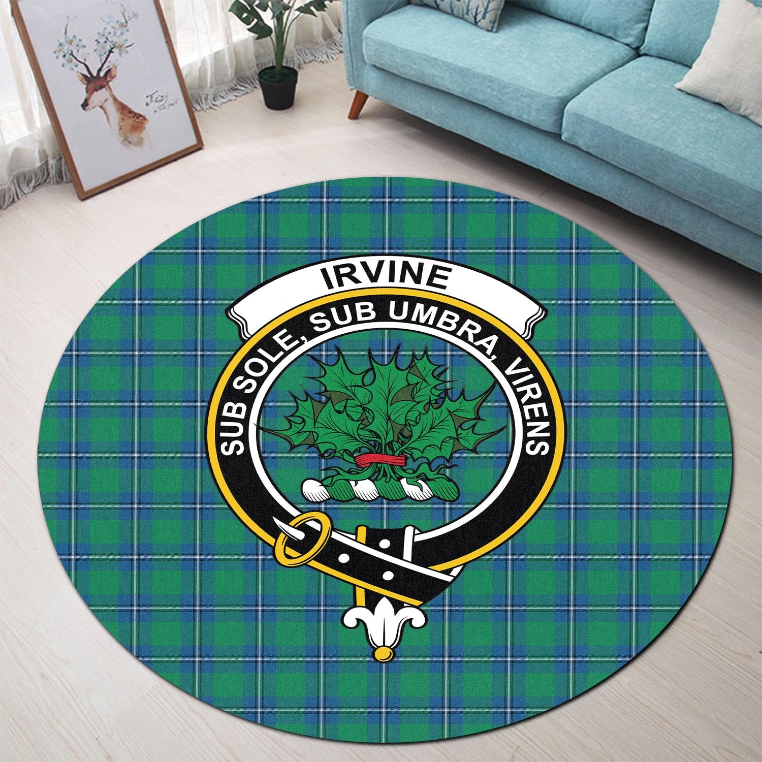 irvine-ancient-tartan-round-rug-with-family-crest