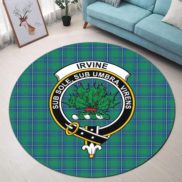 Irvine Tartan Round Rug with Family Crest