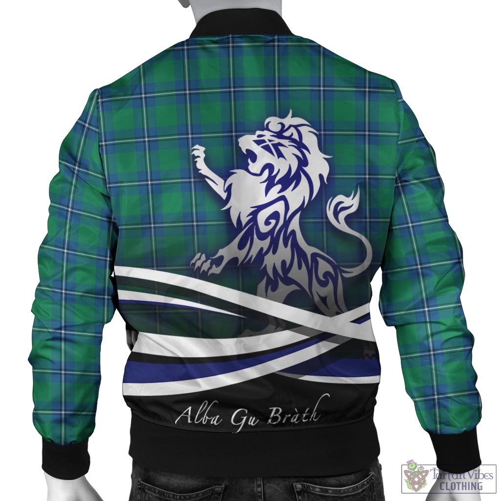 Tartan Vibes Clothing Irvine Ancient Tartan Bomber Jacket with Alba Gu Brath Regal Lion Emblem