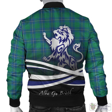 Irvine Tartan Bomber Jacket with Alba Gu Brath Regal Lion Emblem