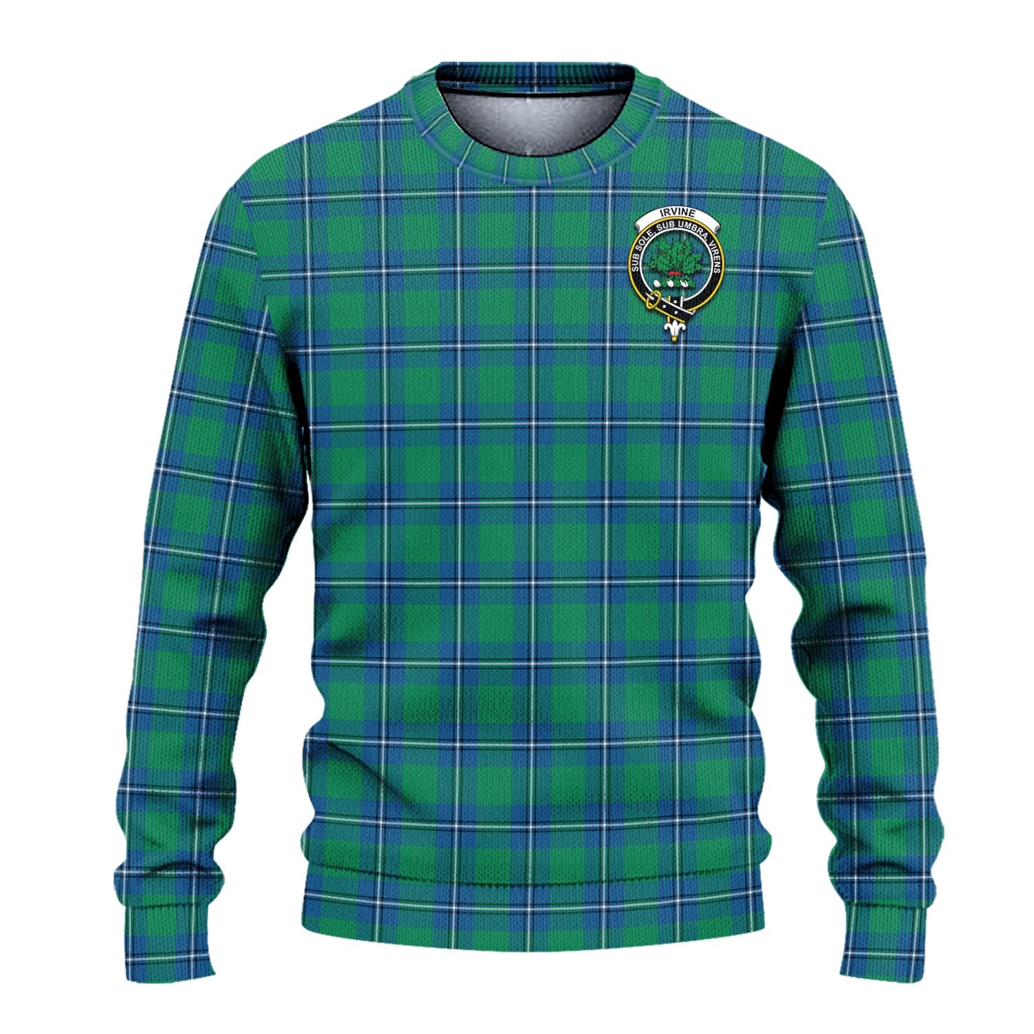 Irvine Ancient Tartan Knitted Sweater with Family Crest - Tartanvibesclothing