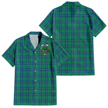 Irvine Tartan Short Sleeve Button Down Shirt with Family Crest