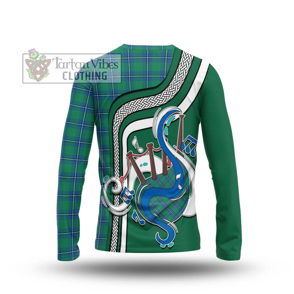 Tartan Vibes Clothing Irvine Ancient Tartan Long Sleeve T-Shirt with Epic Bagpipe Style