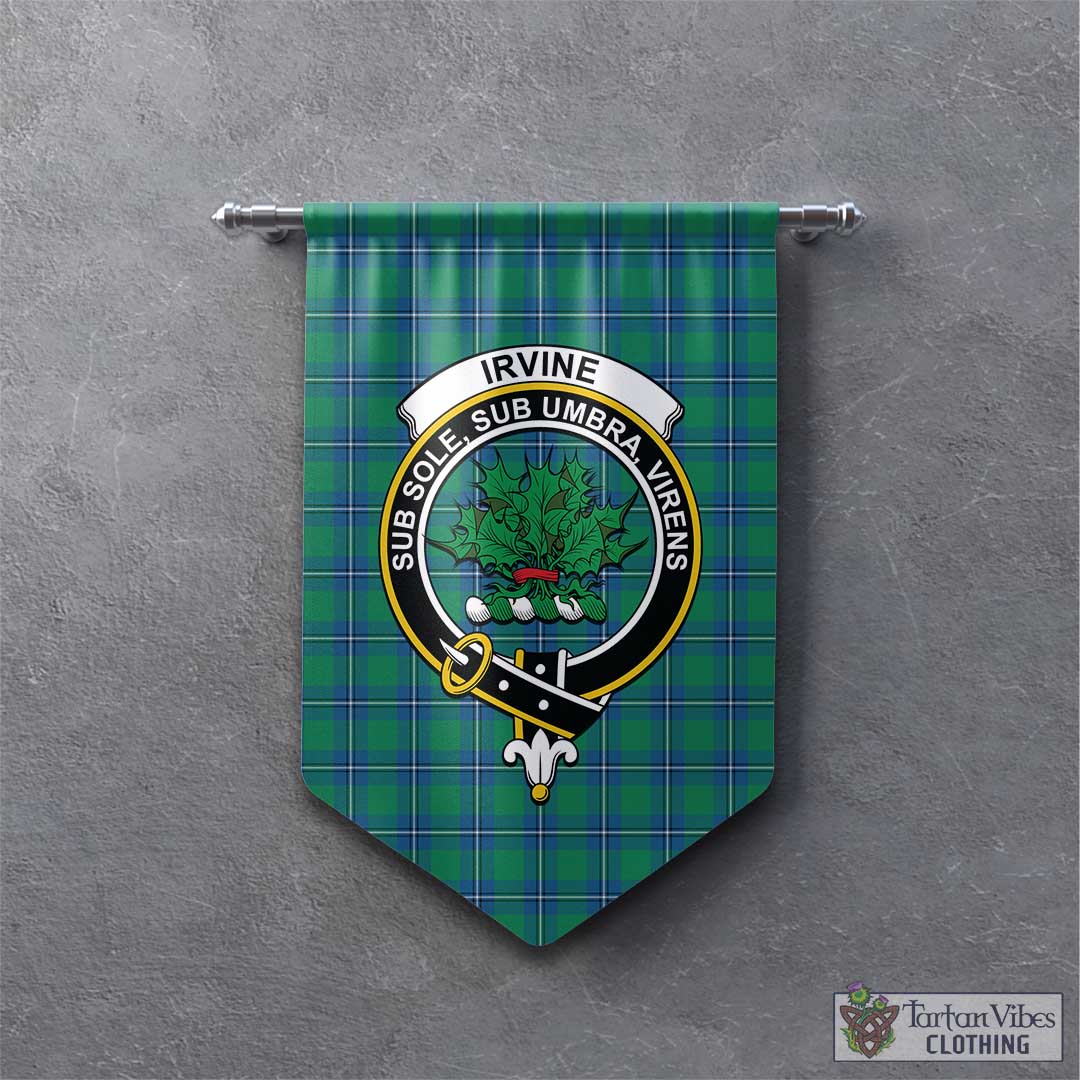 Tartan Vibes Clothing Irvine Ancient Tartan Gonfalon, Tartan Banner with Family Crest