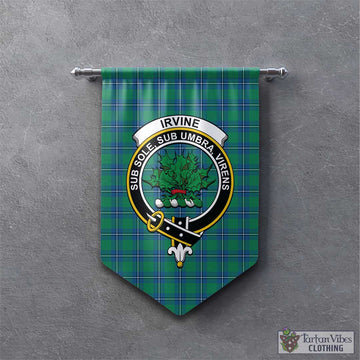 Irvine Tartan Gonfalon, Tartan Banner with Family Crest