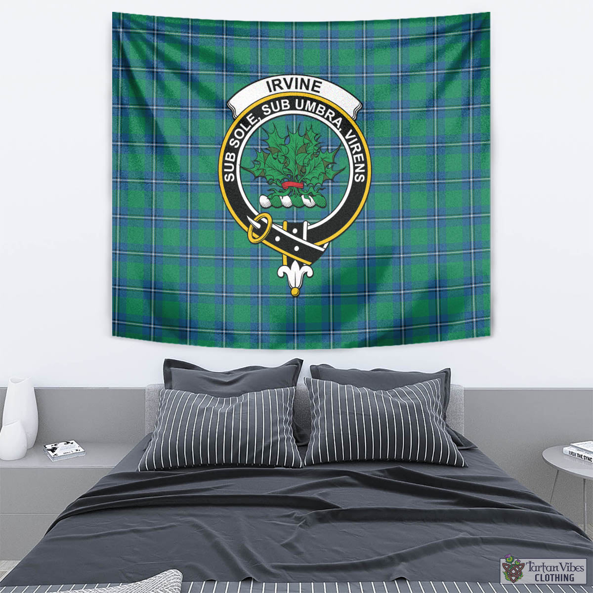 Tartan Vibes Clothing Irvine Ancient Tartan Tapestry Wall Hanging and Home Decor for Room with Family Crest