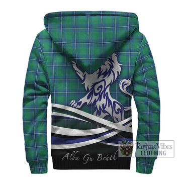 Irvine Tartan Sherpa Hoodie with Alba Gu Brath Regal Lion Emblem