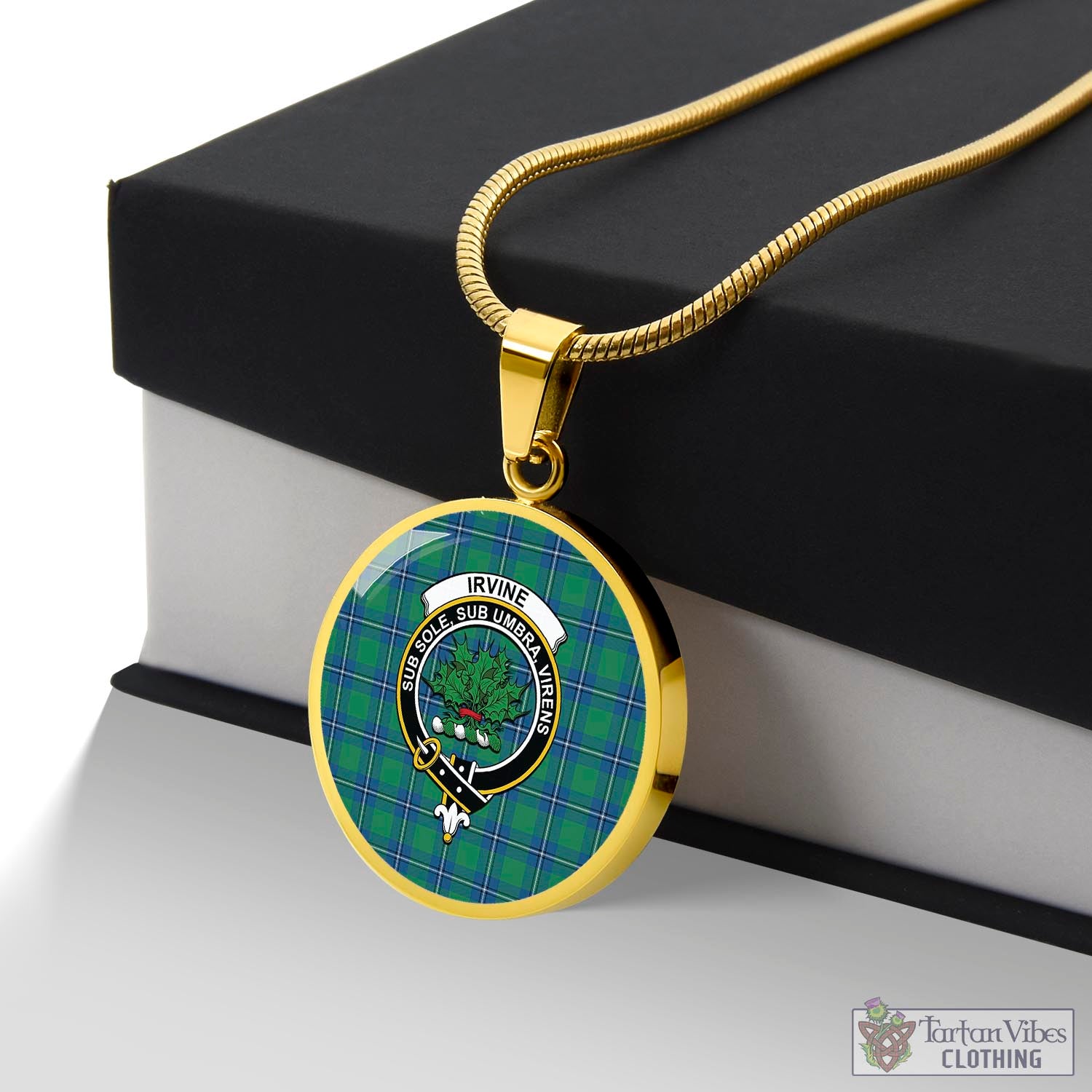 Tartan Vibes Clothing Irvine Ancient Tartan Circle Necklace with Family Crest