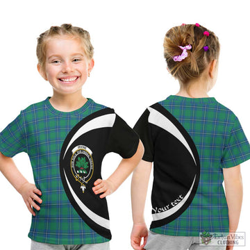 Irvine Tartan Kid T-Shirt with Family Crest Circle Style