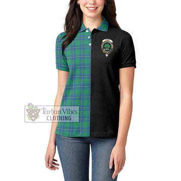 Irvine Tartan Women's Polo Shirt with Family Crest and Half Of Me Style