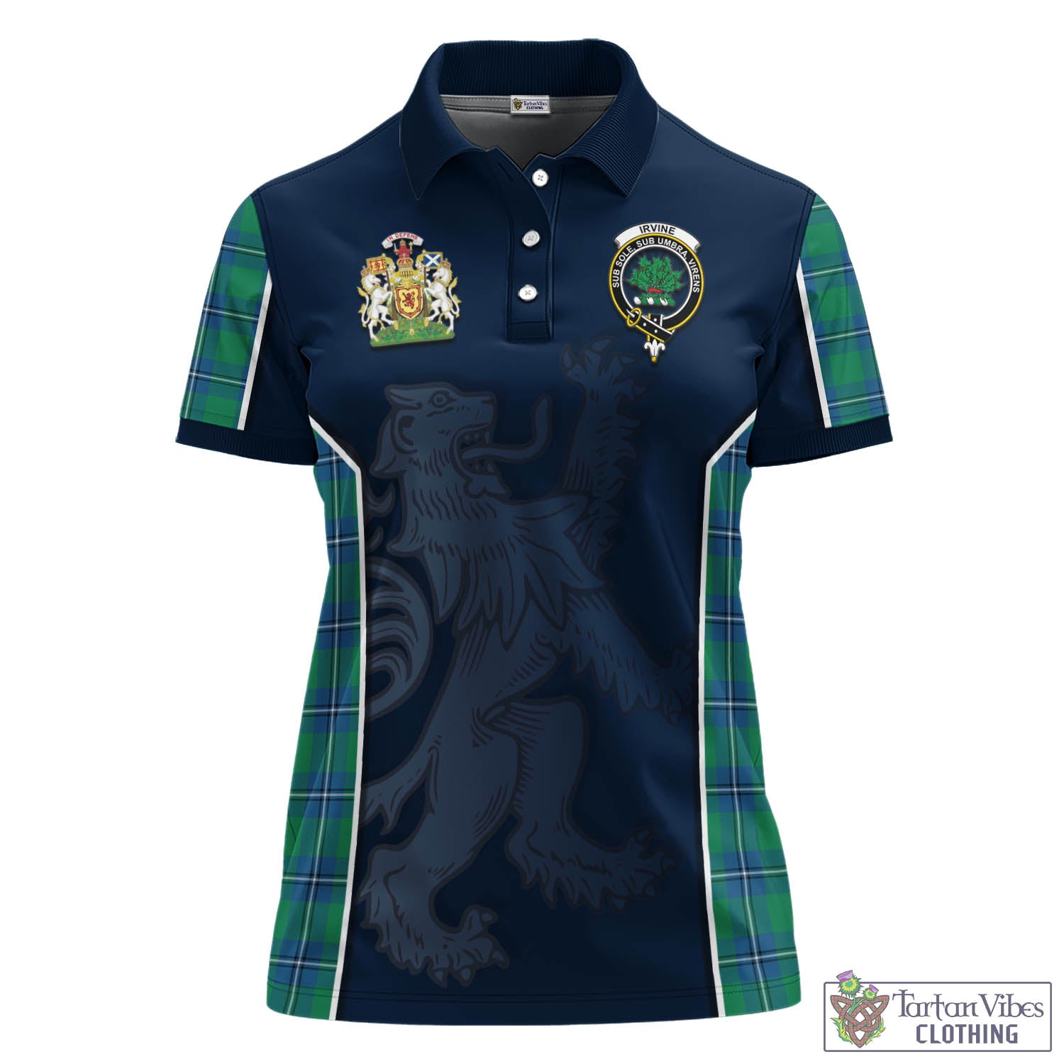 Irvine Tartan Women's Polo Shirt with Family Crest and Lion Rampant Vibes Sport Style - Tartan Vibes Clothing