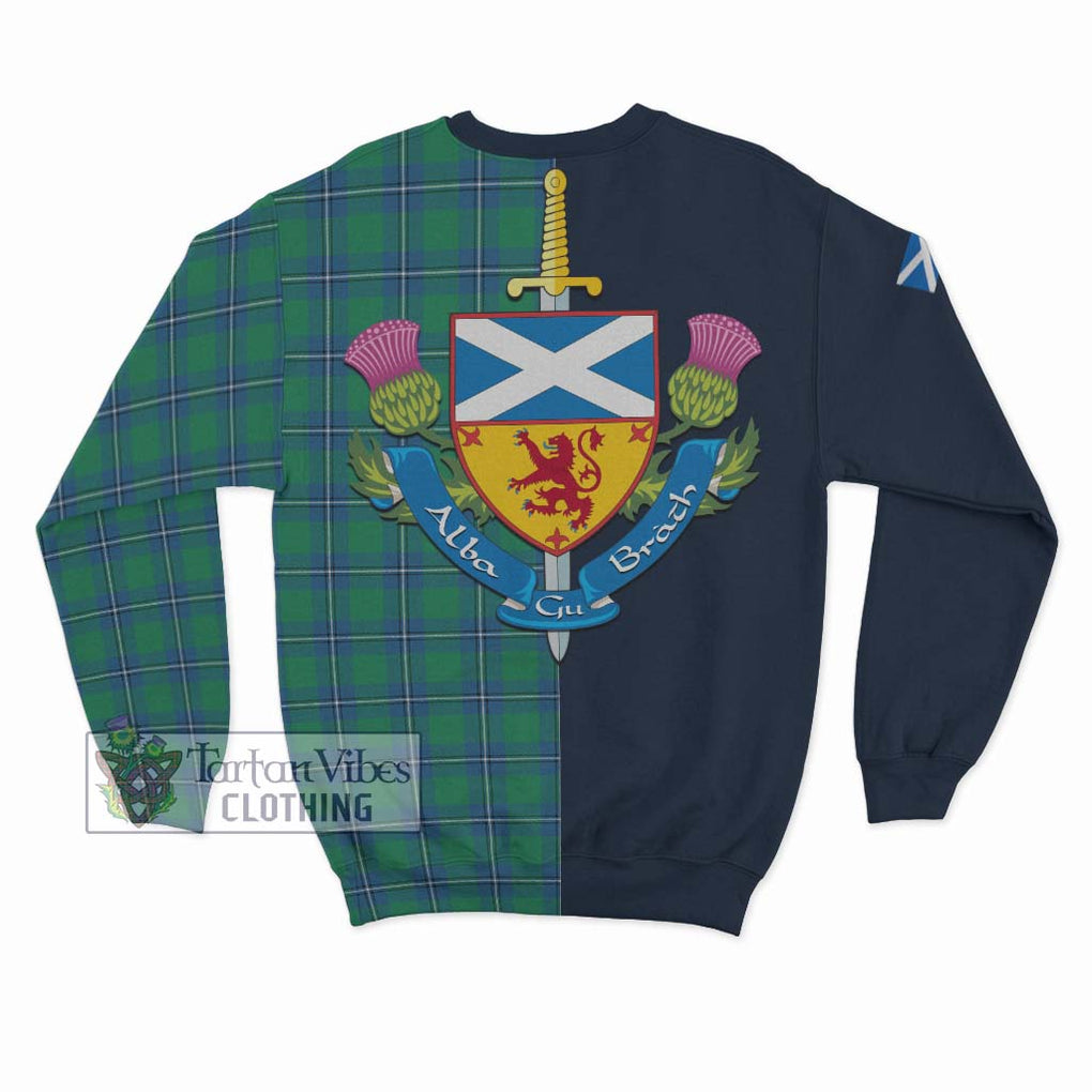 Tartan Vibes Clothing Irvine Ancient Tartan Sweatshirt with Scottish Lion Royal Arm Half Style