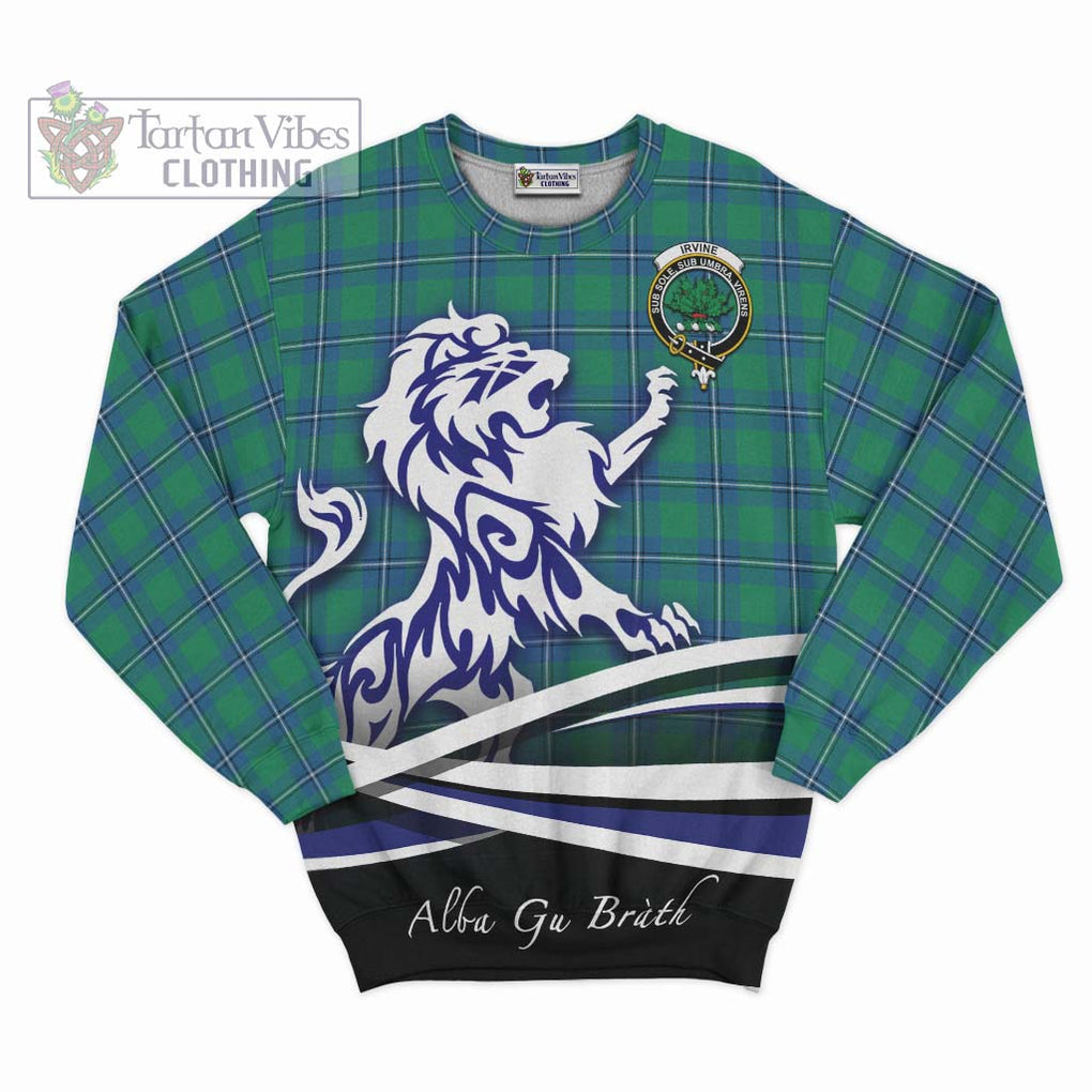 Irvine Tartan Sweatshirt with Alba Gu Brath Regal Lion Emblem - Tartanvibesclothing Shop