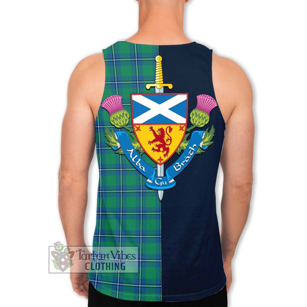 Tartan Vibes Clothing Irvine Ancient Tartan Men's Tank Top with Scottish Lion Royal Arm Half Style