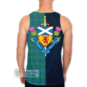 Irvine Tartan Men's Tank Top Alba with Scottish Lion Royal Arm Half Style