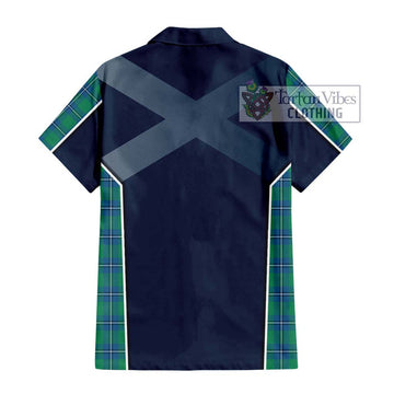 Irvine Tartan Short Sleeve Button Shirt with Family Crest and Lion Rampant Vibes Sport Style