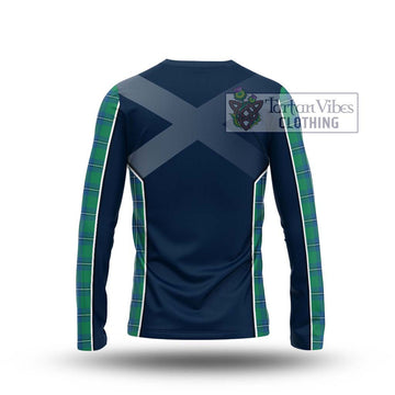 Irvine Tartan Long Sleeve T-Shirt with Family Crest and Lion Rampant Vibes Sport Style