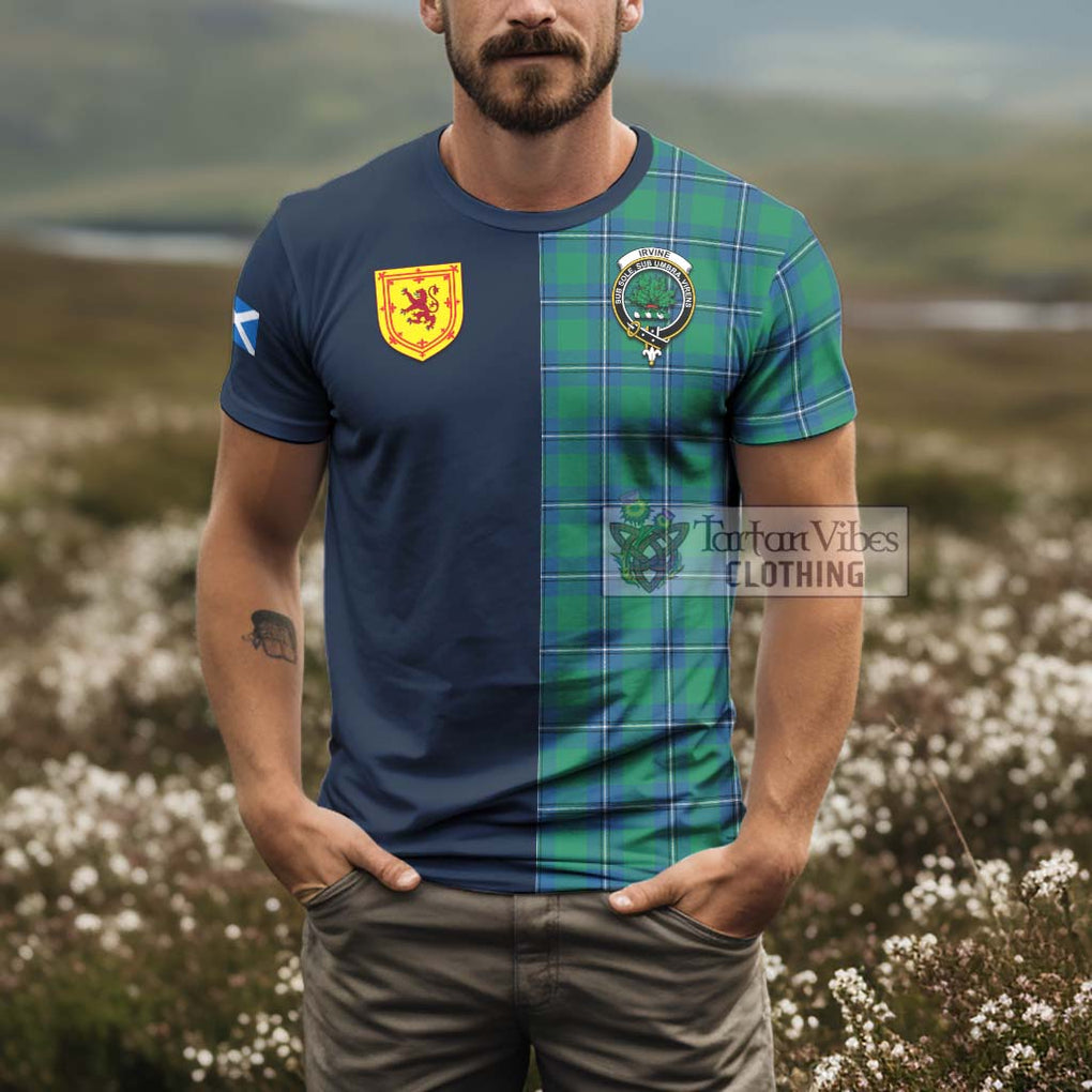 Tartan Vibes Clothing Irvine Ancient Tartan T-Shirt Alba with Scottish Lion Royal Arm Half Style