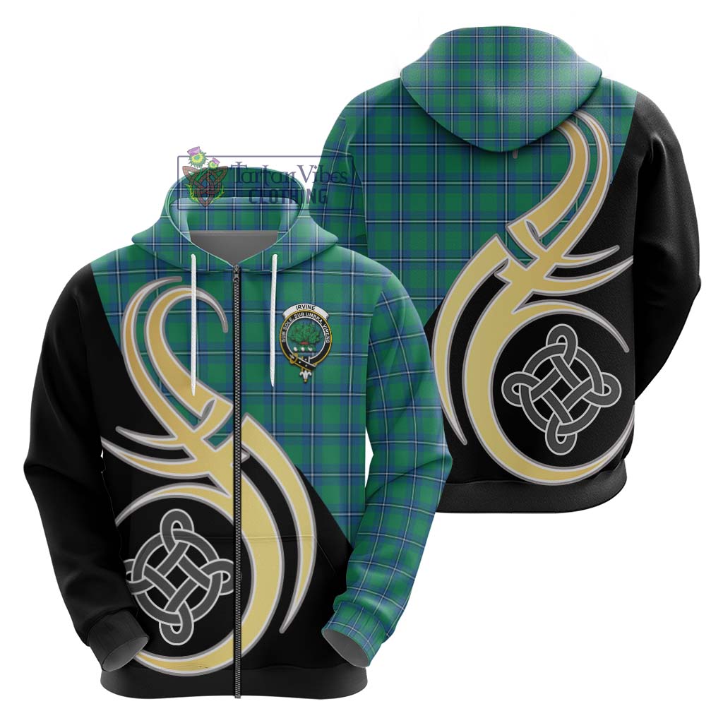 Irvine Tartan Hoodie with Family Crest and Celtic Symbol Style - Tartan Vibes Clothing