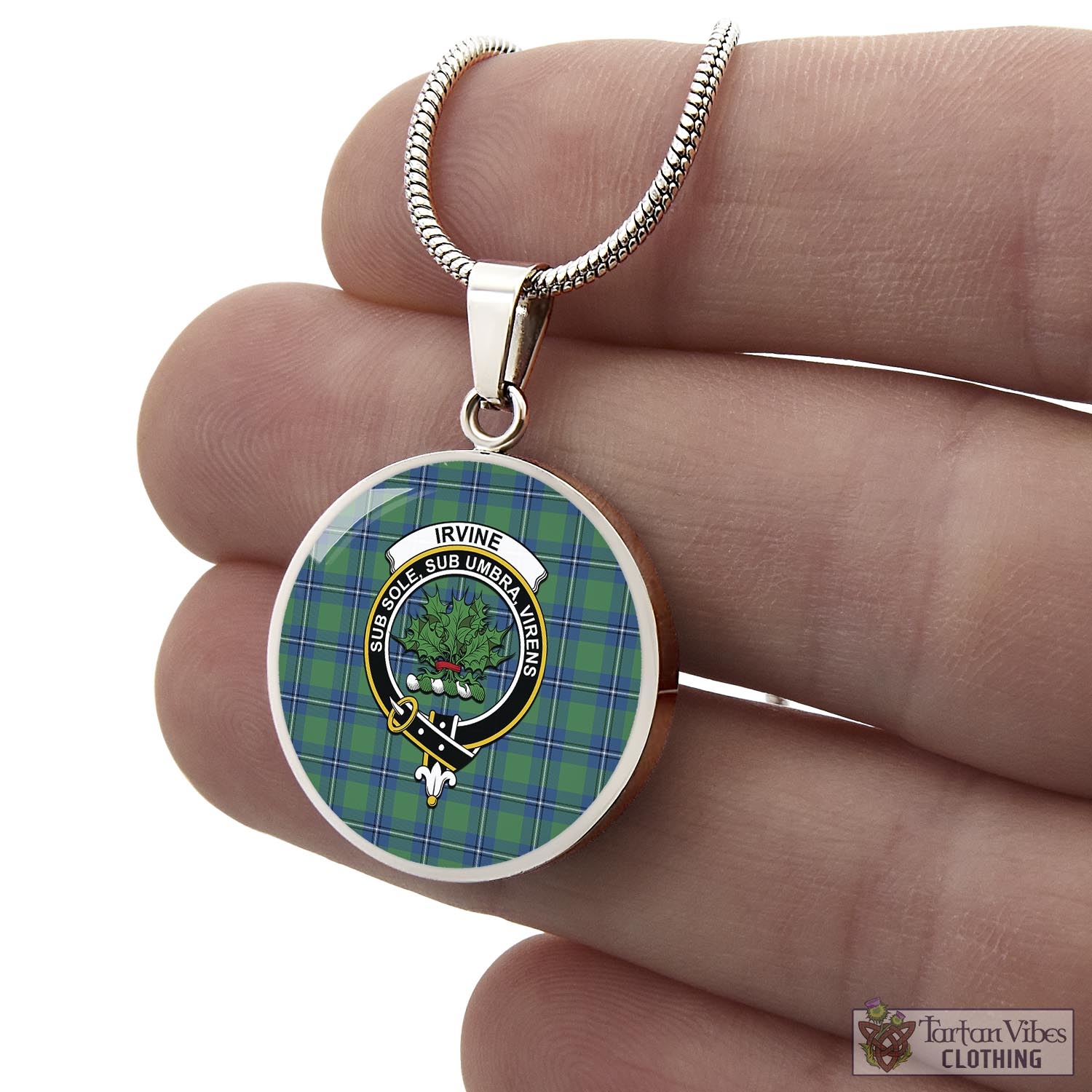 Tartan Vibes Clothing Irvine Ancient Tartan Circle Necklace with Family Crest