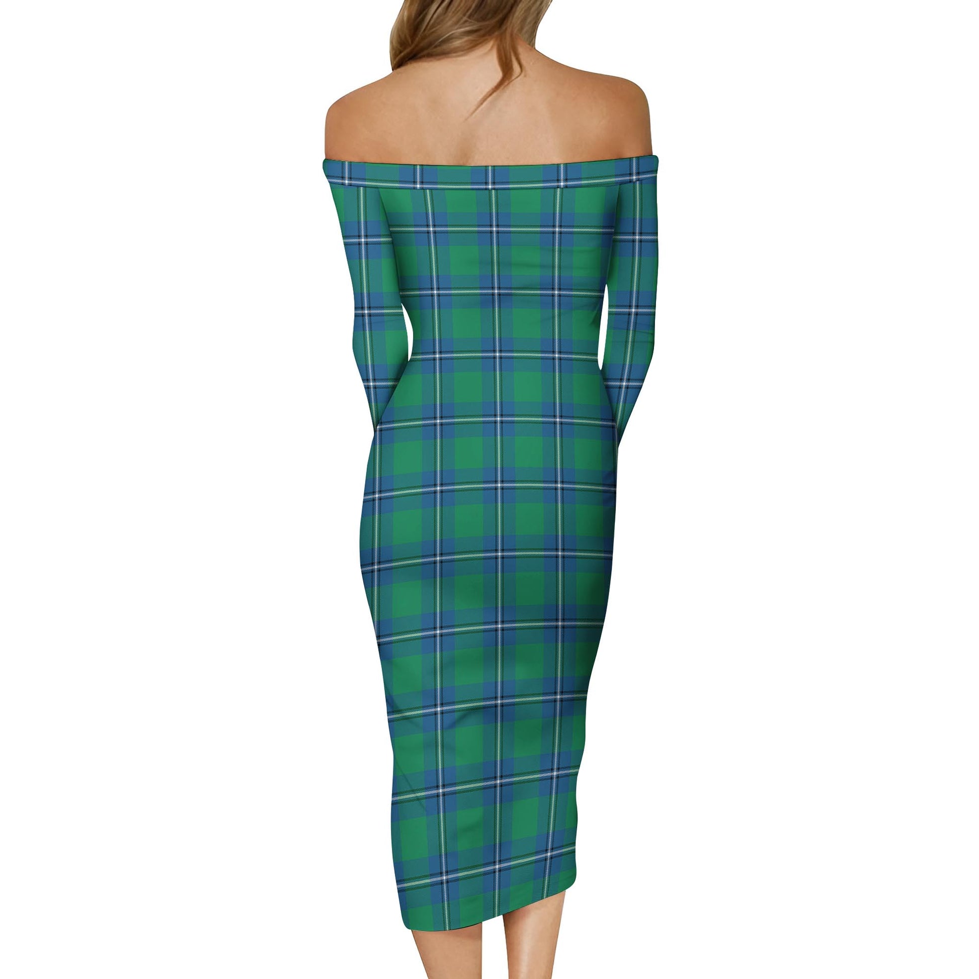 Irvine Ancient Tartan Off Shoulder Lady Dress - Tartanvibesclothing