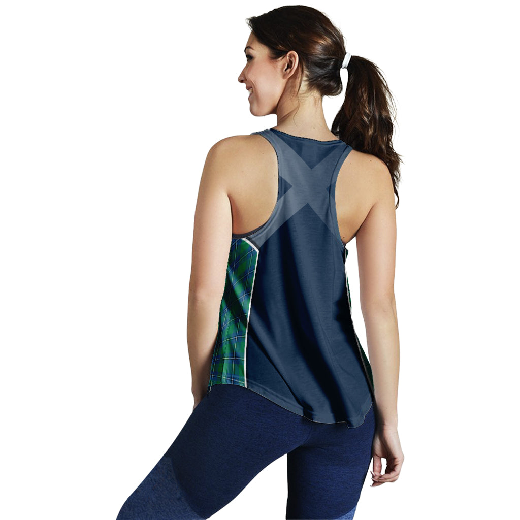 Tartan Vibes Clothing Irvine Ancient Tartan Women's Racerback Tanks with Family Crest and Scottish Thistle Vibes Sport Style