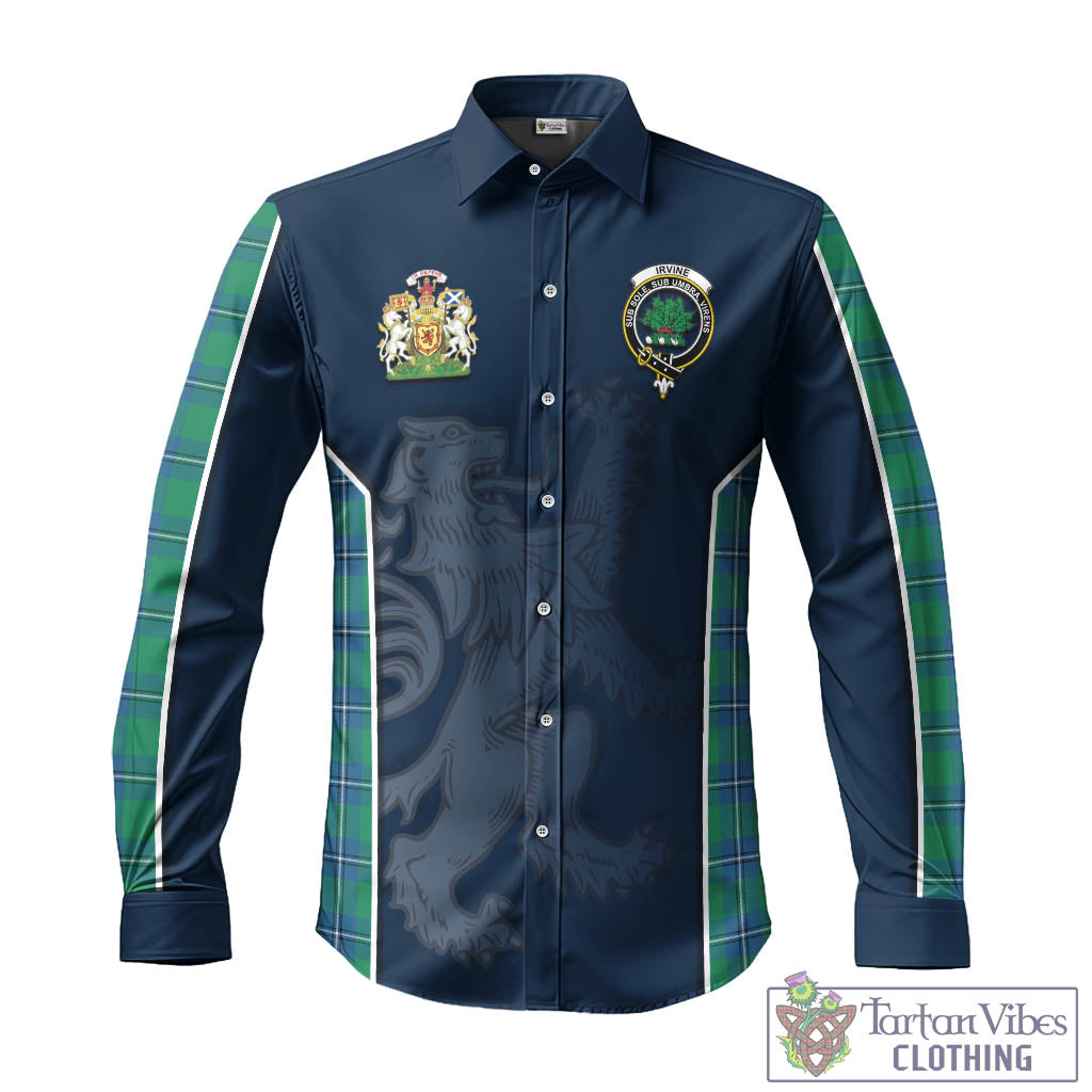 Tartan Vibes Clothing Irvine Ancient Tartan Long Sleeve Button Up Shirt with Family Crest and Lion Rampant Vibes Sport Style