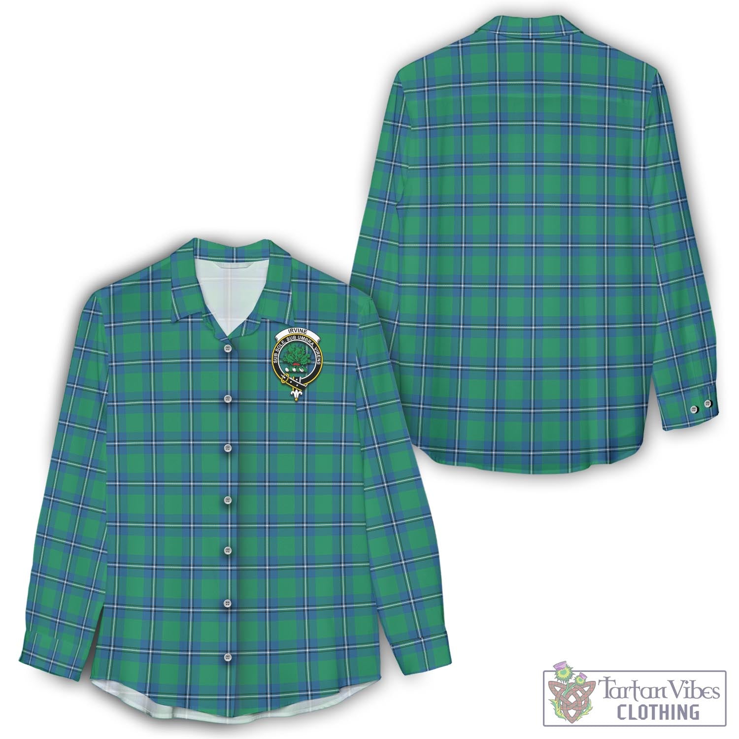 Tartan Vibes Clothing Irvine Ancient Tartan Womens Casual Shirt with Family Crest