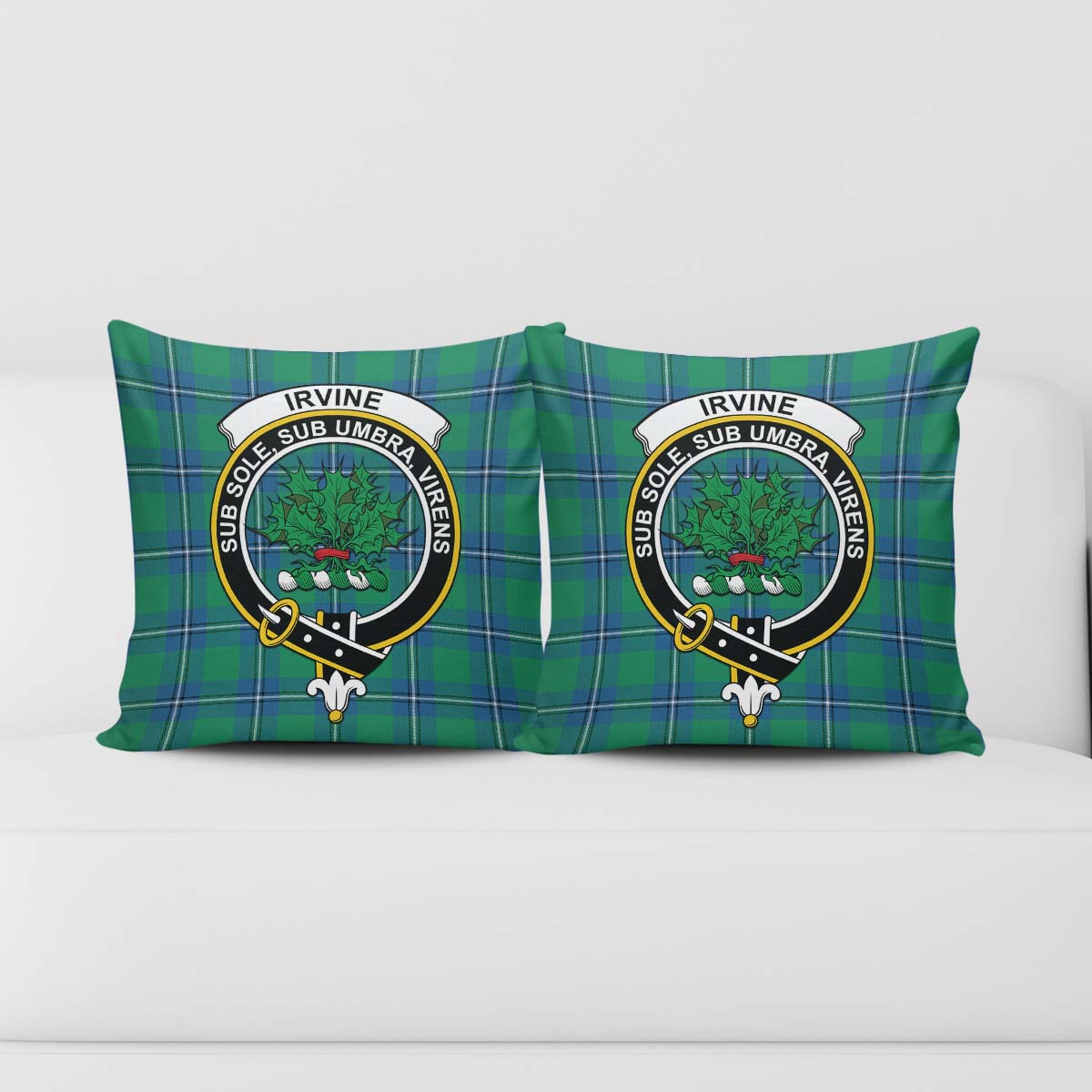 Irvine Ancient Tartan Pillow Cover with Family Crest - Tartanvibesclothing