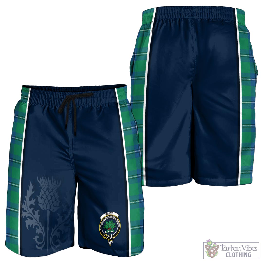 Tartan Vibes Clothing Irvine Ancient Tartan Men's Shorts with Family Crest and Scottish Thistle Vibes Sport Style