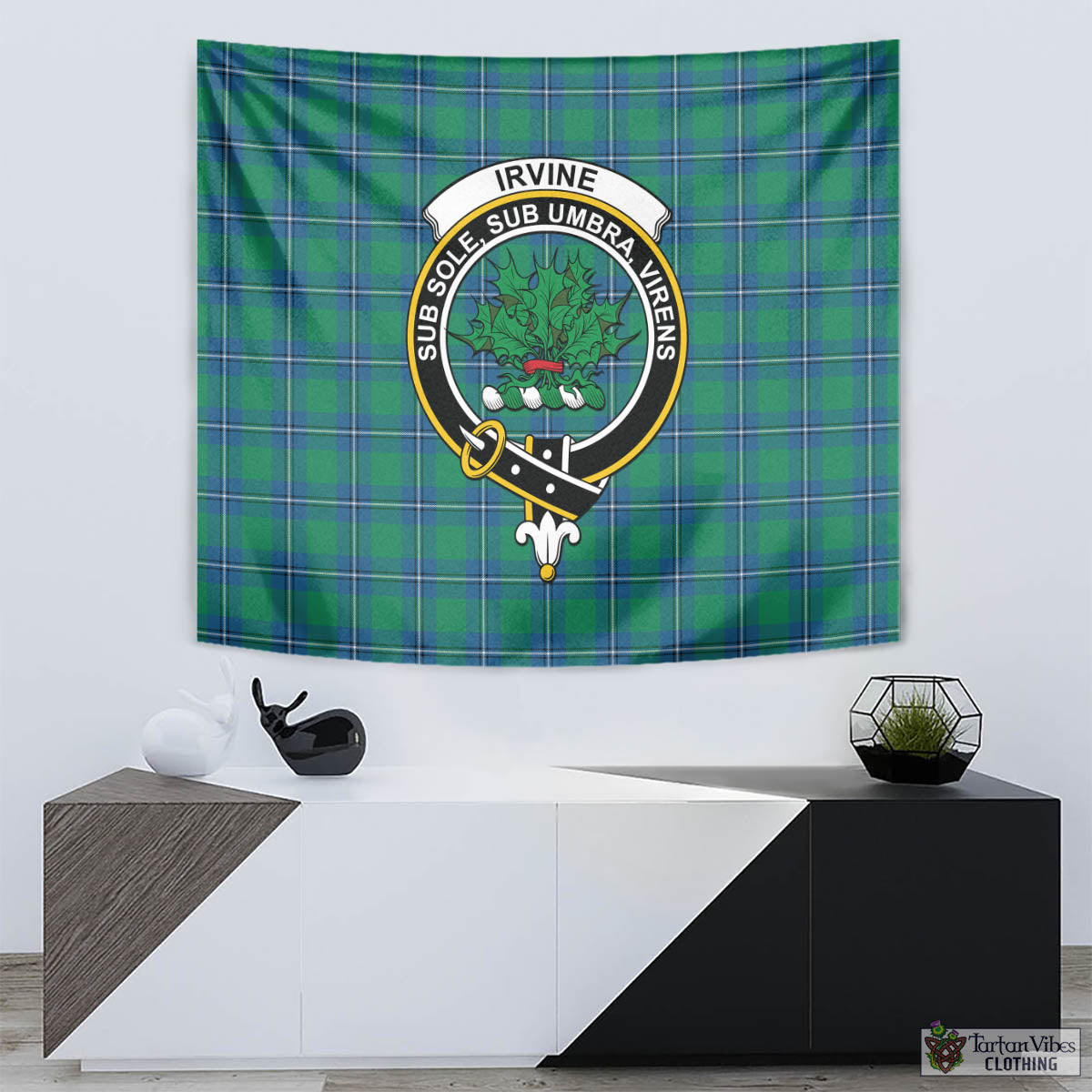 Tartan Vibes Clothing Irvine Ancient Tartan Tapestry Wall Hanging and Home Decor for Room with Family Crest