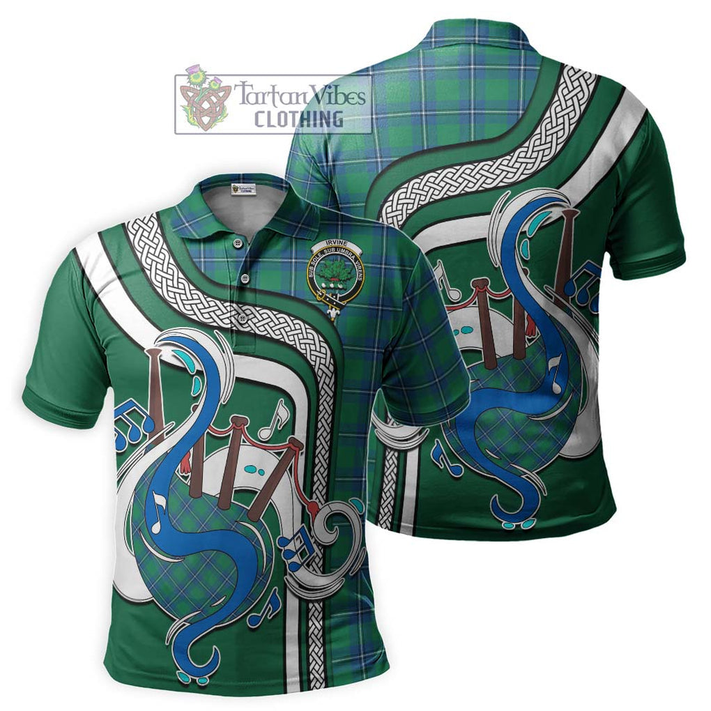 Tartan Vibes Clothing Irvine Ancient Tartan Polo Shirt with Epic Bagpipe Style