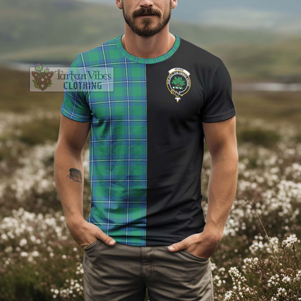 Irvine Tartan T-Shirt with Family Crest and Half Of Me Style - Tartanvibesclothing Shop