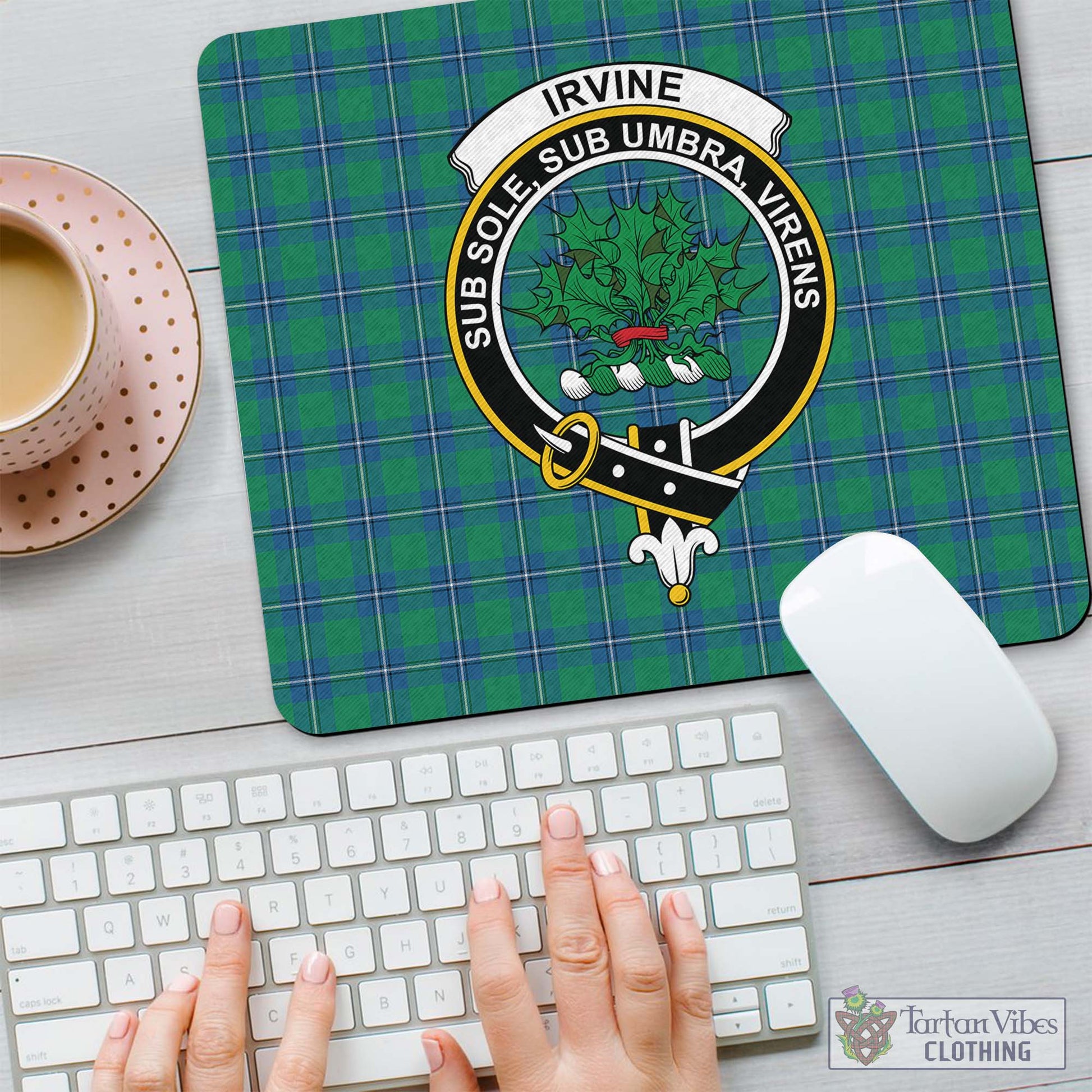 Tartan Vibes Clothing Irvine Ancient Tartan Mouse Pad with Family Crest