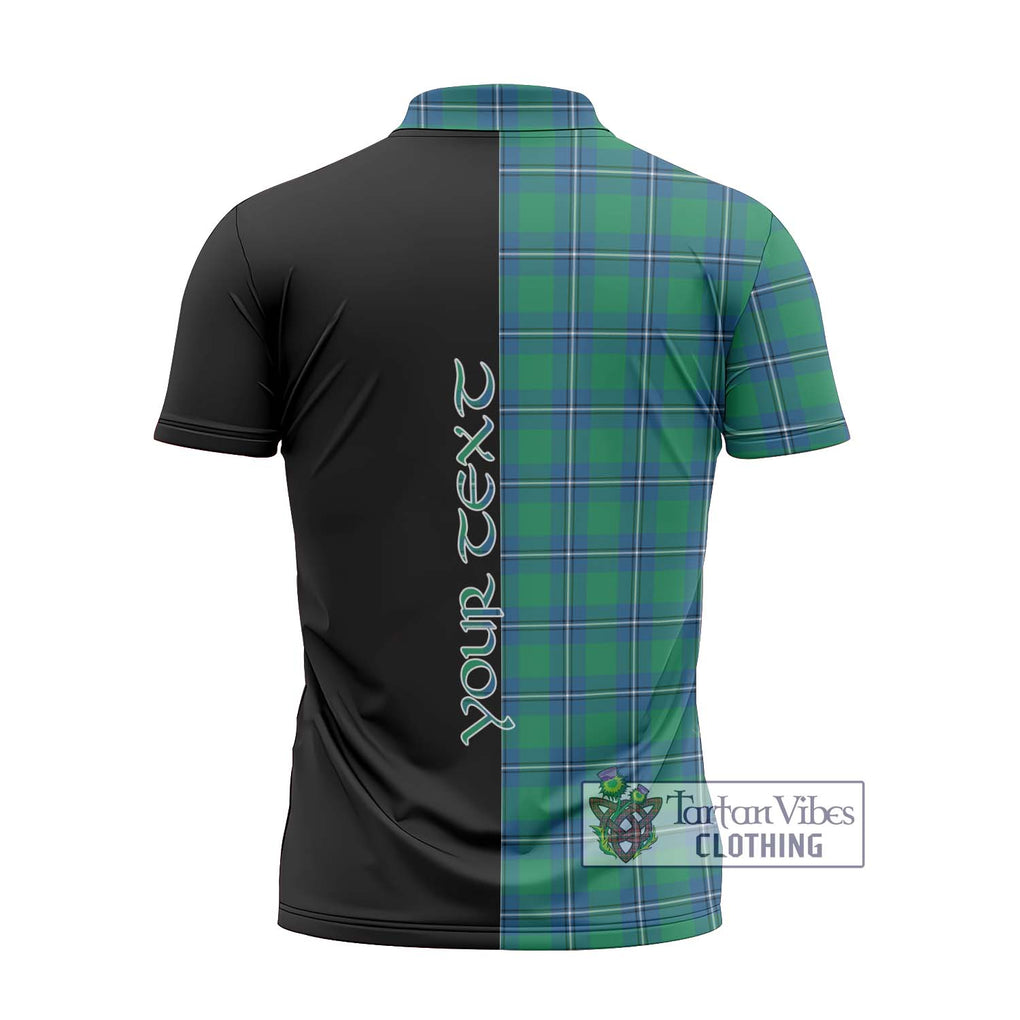 Irvine Tartan Zipper Polo Shirt with Family Crest and Half Of Me Style - Tartanvibesclothing Shop