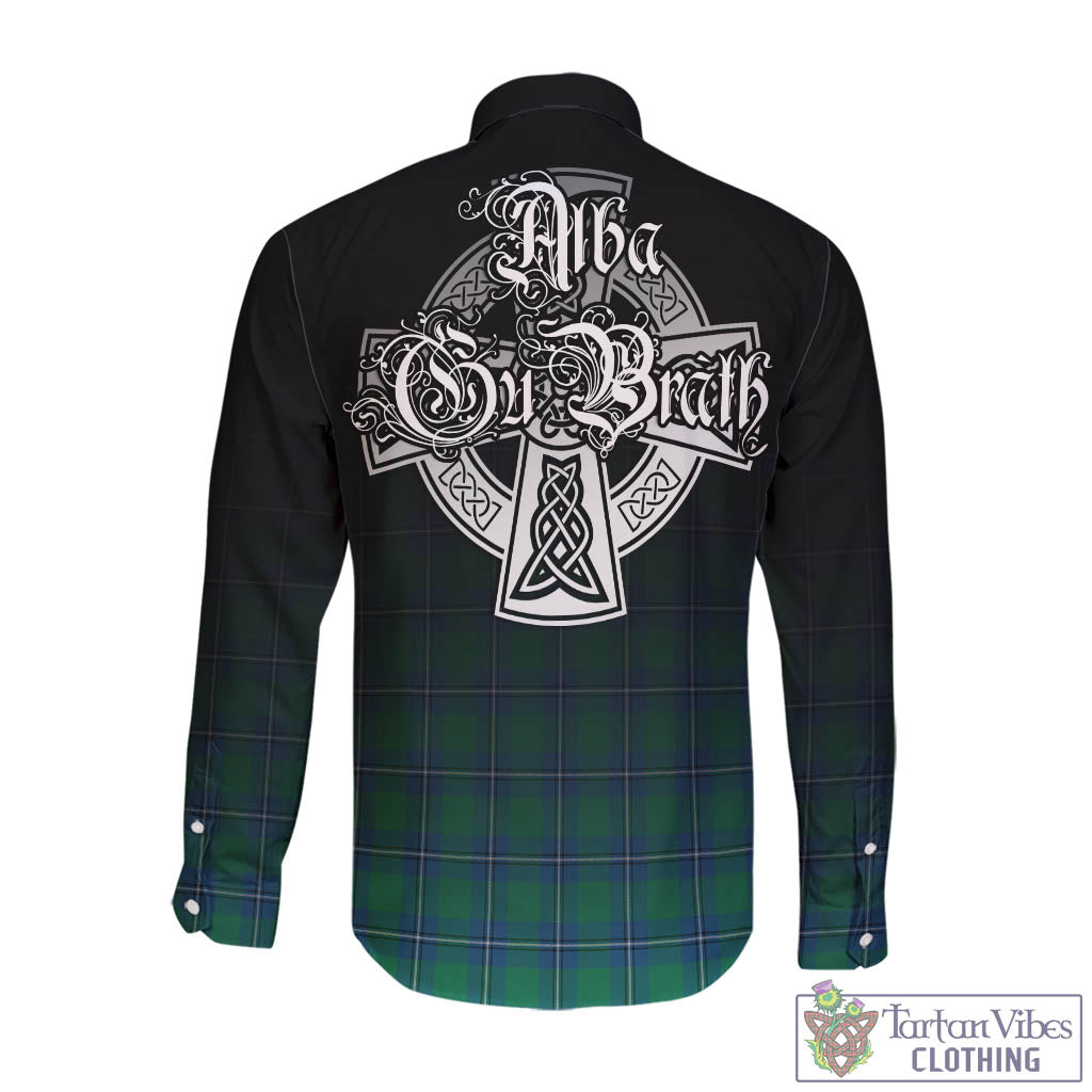 Tartan Vibes Clothing Irvine Ancient Tartan Long Sleeve Button Up Featuring Alba Gu Brath Family Crest Celtic Inspired