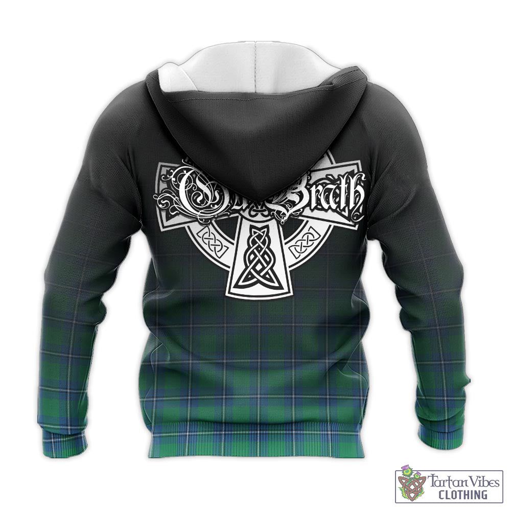 Tartan Vibes Clothing Irvine Ancient Tartan Knitted Hoodie Featuring Alba Gu Brath Family Crest Celtic Inspired