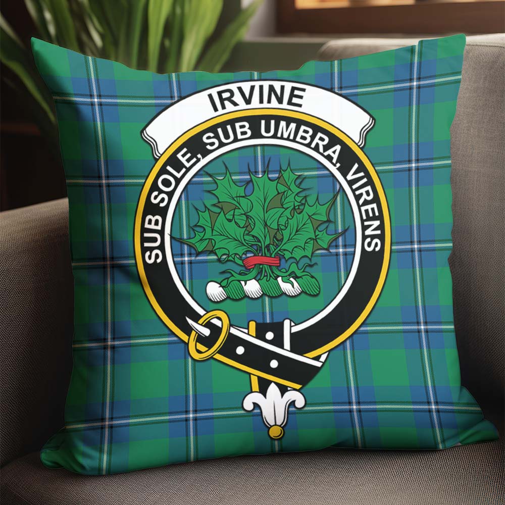 Irvine Ancient Tartan Pillow Cover with Family Crest - Tartanvibesclothing