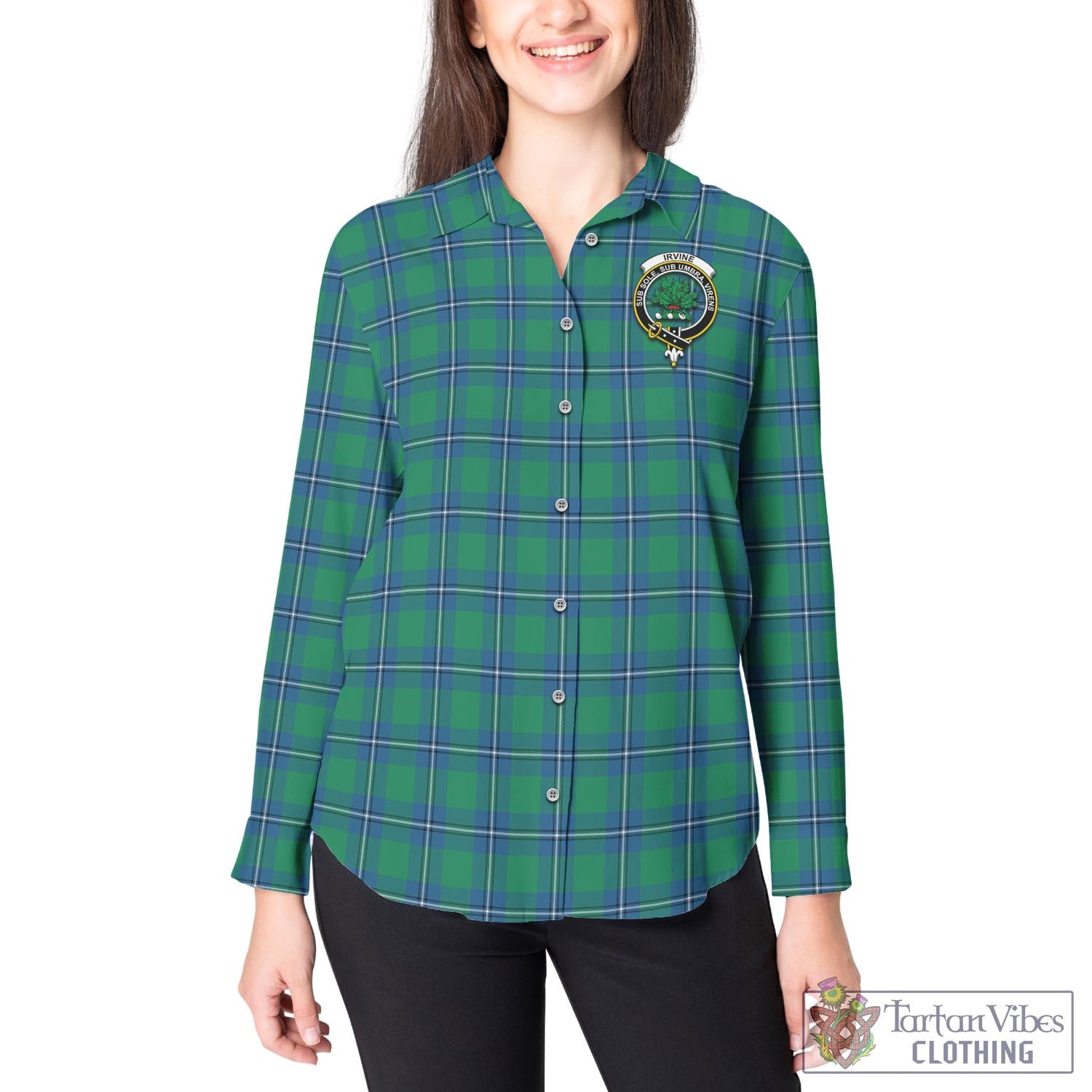 Tartan Vibes Clothing Irvine Ancient Tartan Womens Casual Shirt with Family Crest