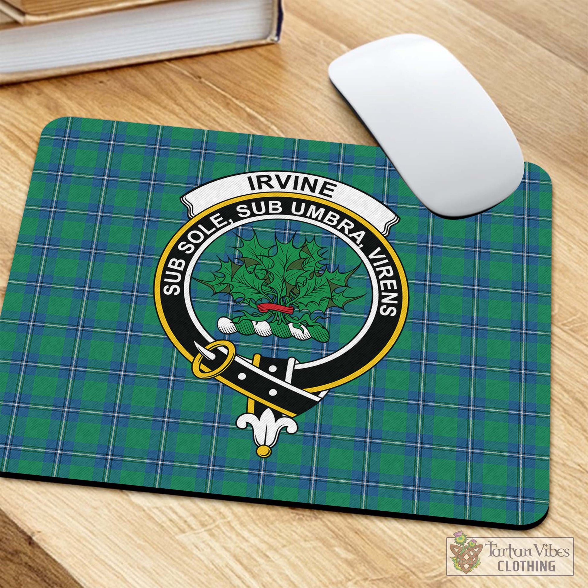 Tartan Vibes Clothing Irvine Ancient Tartan Mouse Pad with Family Crest