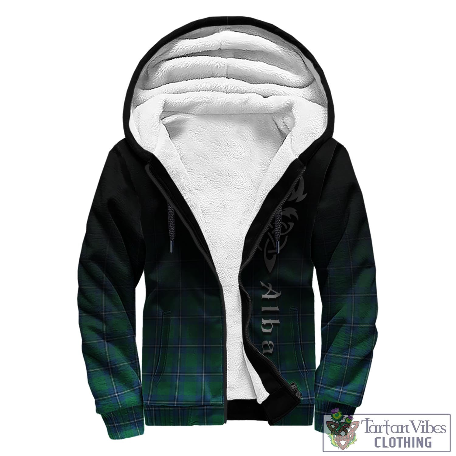 Tartan Vibes Clothing Irvine Ancient Tartan Sherpa Hoodie Featuring Alba Gu Brath Family Crest Celtic Inspired