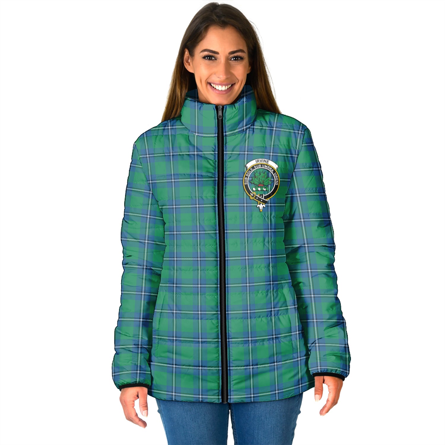 Irvine Tartan Padded Jacket with Family Crest - Tartan Vibes Clothing