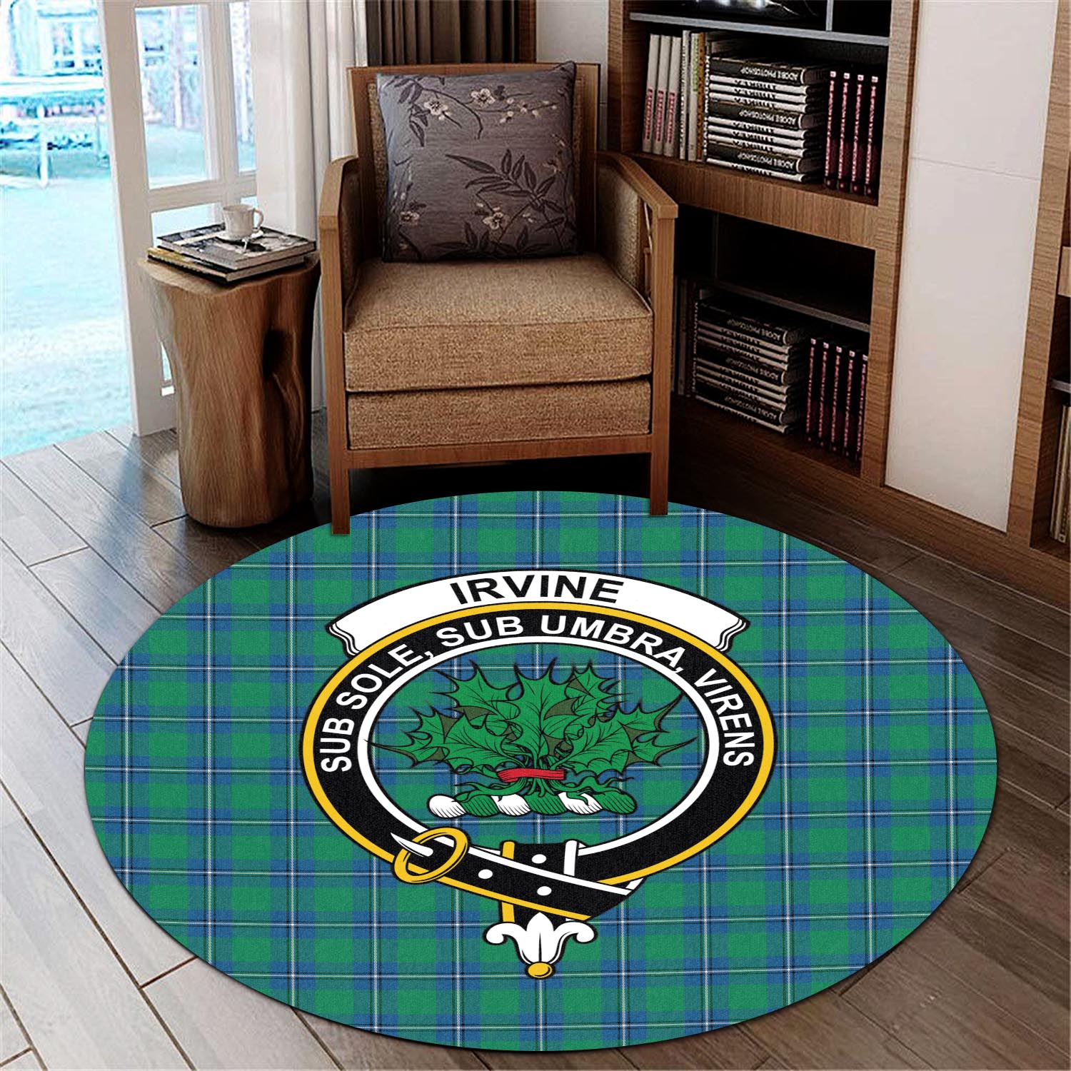 irvine-ancient-tartan-round-rug-with-family-crest