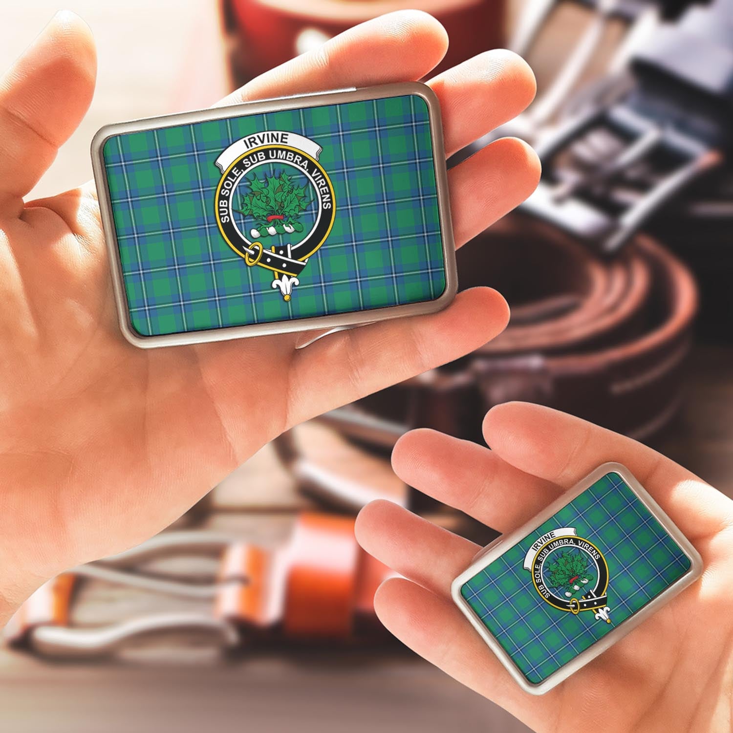 Irvine Tartan Belt Buckles with Family Crest - Tartan Vibes Clothing