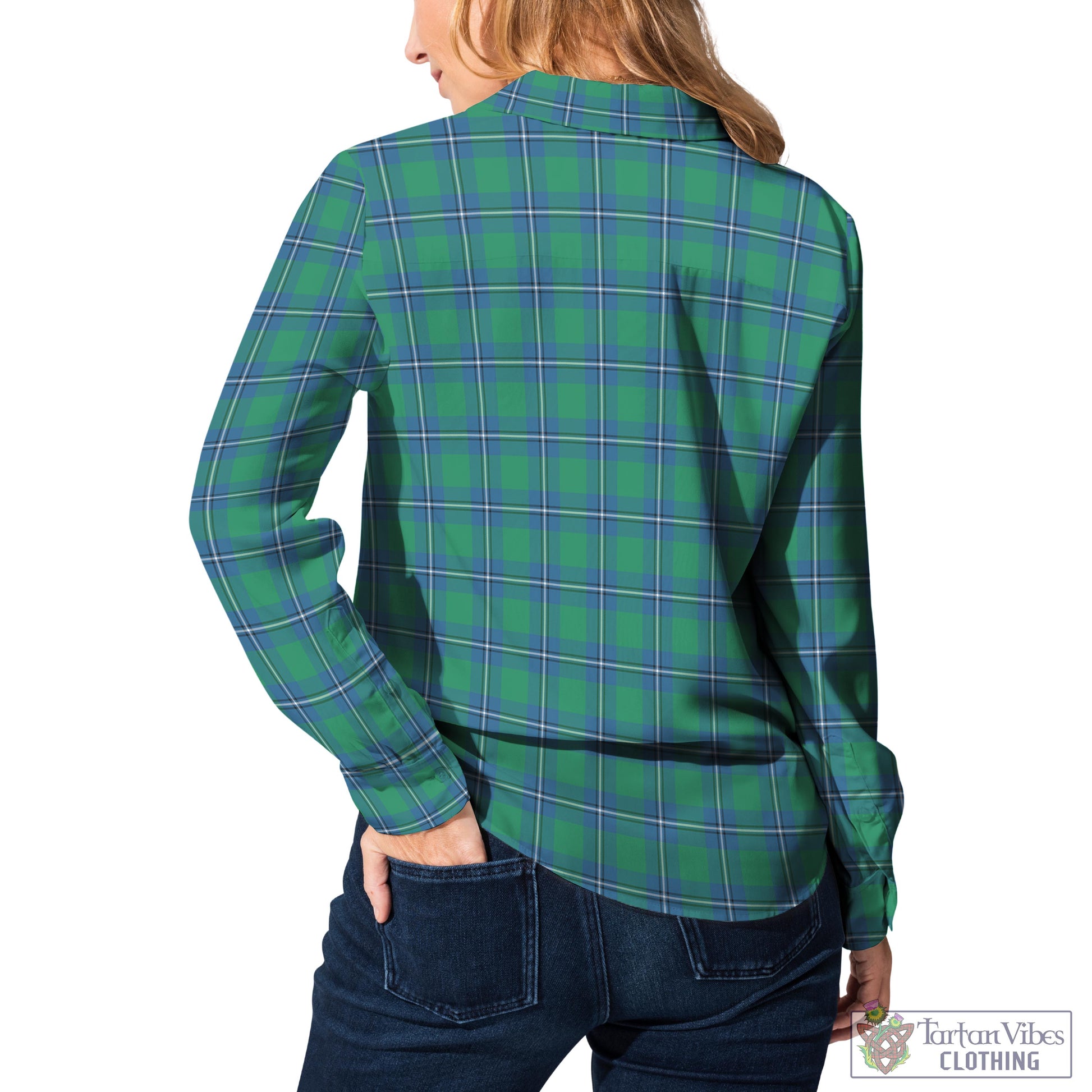 Tartan Vibes Clothing Irvine Ancient Tartan Womens Casual Shirt with Family Crest