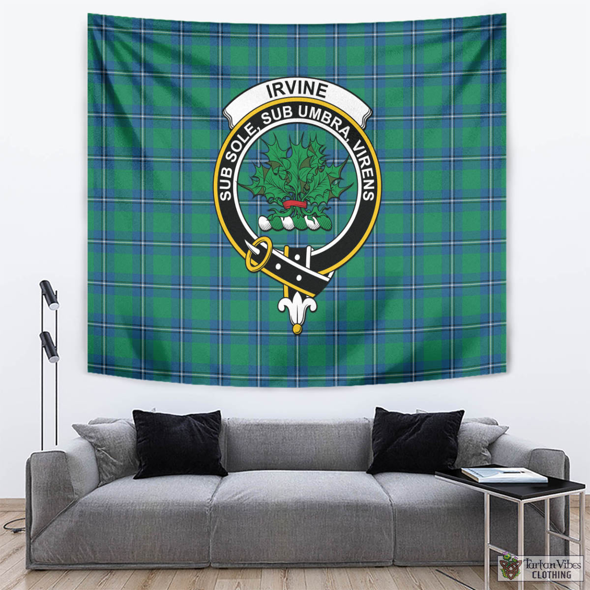 Tartan Vibes Clothing Irvine Ancient Tartan Tapestry Wall Hanging and Home Decor for Room with Family Crest