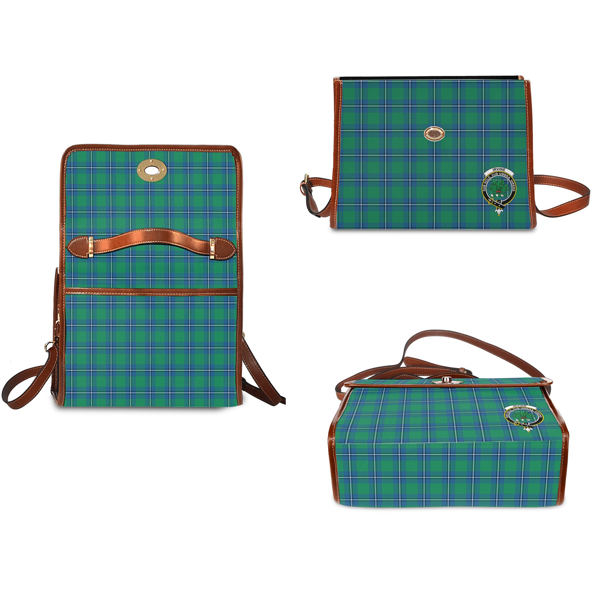 irvine-ancient-tartan-leather-strap-waterproof-canvas-bag-with-family-crest