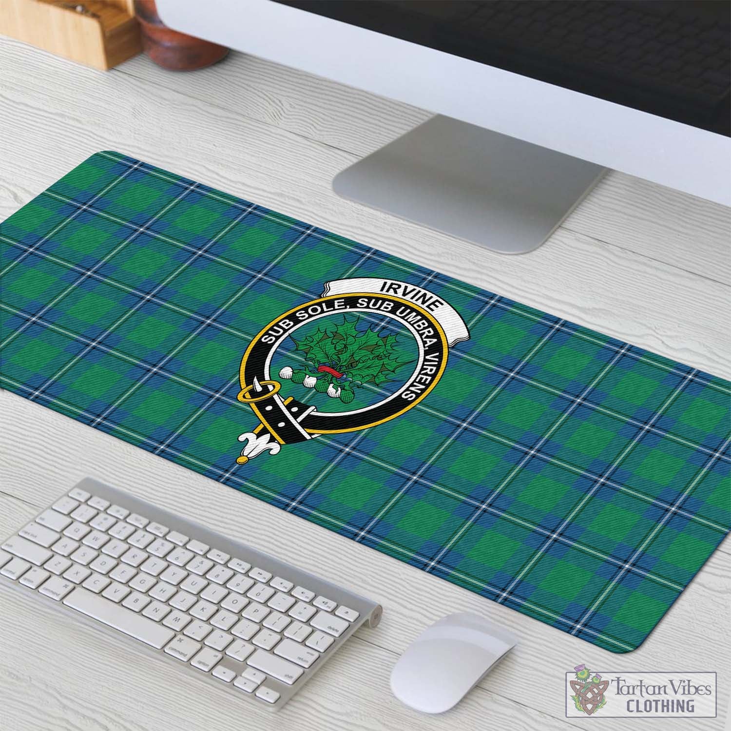 Tartan Vibes Clothing Irvine Ancient Tartan Mouse Pad with Family Crest